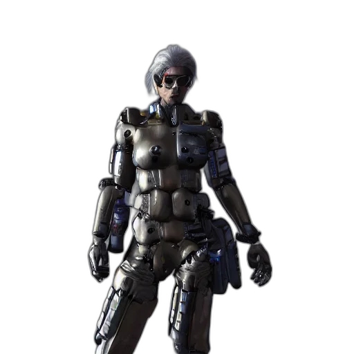 robot, jacket, weapon, cyberpunk transparent PNG cut-out