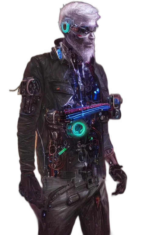 robot, jacket, staff, weapon transparent PNG cut-out