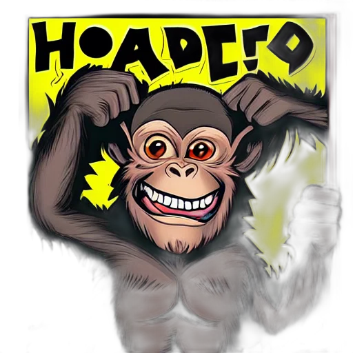 concept art, photorealistic, comic book art, monkey transparent PNG cut-out