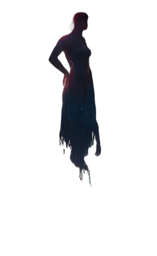 dress, staff, hair, creature transparent PNG cut-out