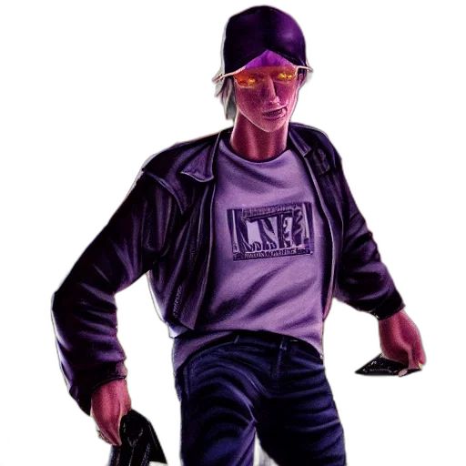 jacket, robot, staff, weapon transparent PNG cut-out