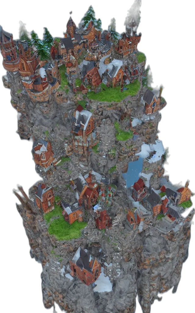 building, dragon, staff, 3d render transparent PNG cut-out