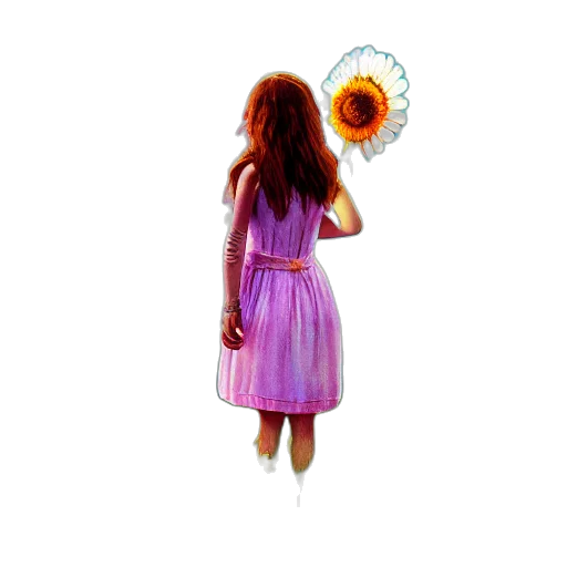 dress, umbrella, staff, flower transparent PNG cut-out