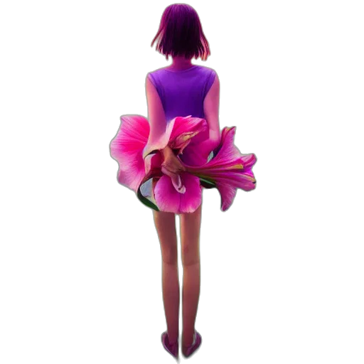 dress, flower, jacket, staff transparent PNG cut-out