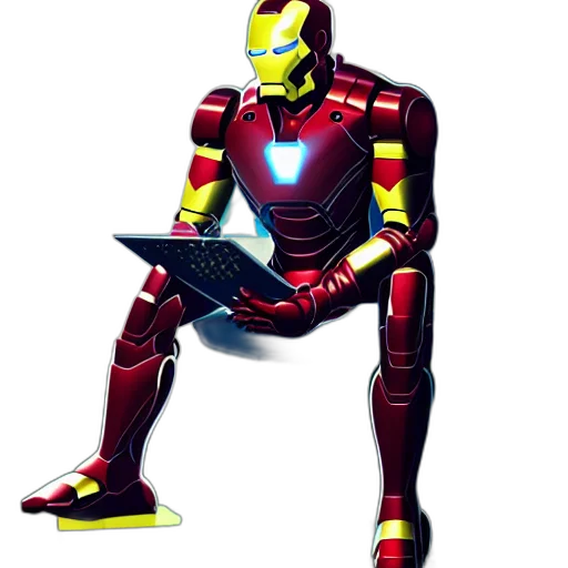 robot, staff, comic book art, 3d render transparent PNG cut-out