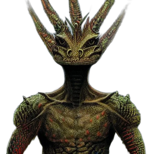 creature, mask, dragon, staff transparent PNG cut-out