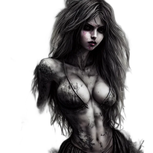 creature, hair, dress, fantasy art transparent PNG cut-out
