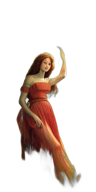 dress, jewelry, staff, fantasy art transparent PNG cut-out