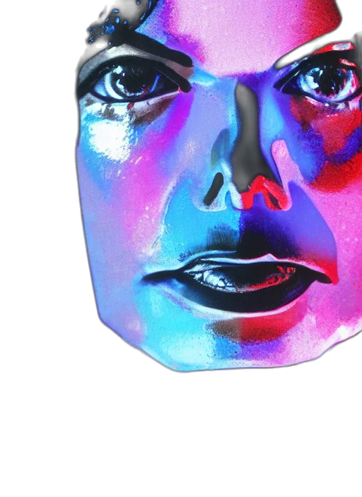 face, mask, photorealistic, vaporwave transparent PNG cut-out