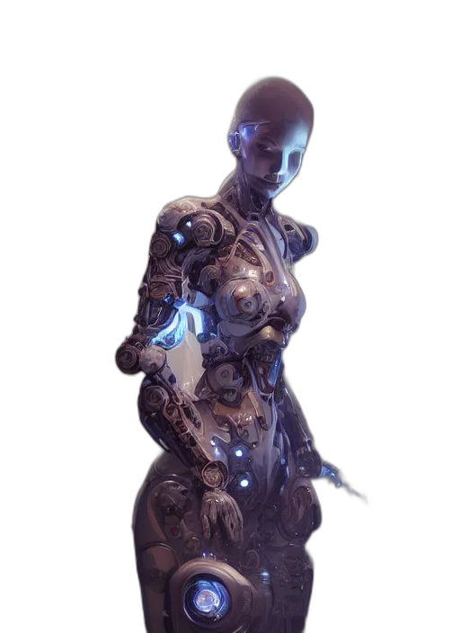 robot, dress, creature, staff transparent PNG cut-out