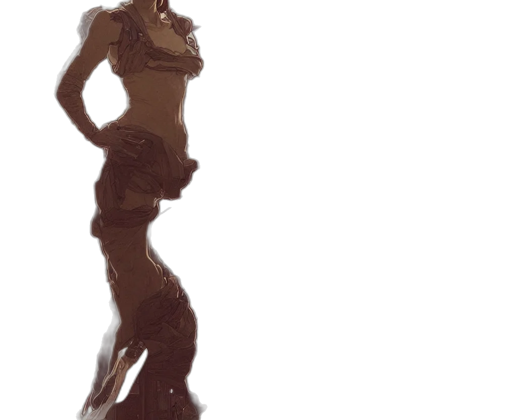 dress, staff, creature, robot transparent PNG cut-out