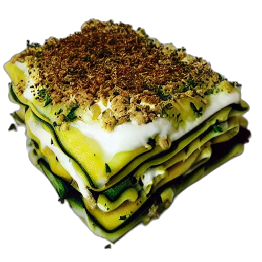 food, 3d render, zucchini, lasagna transparent PNG cut-out