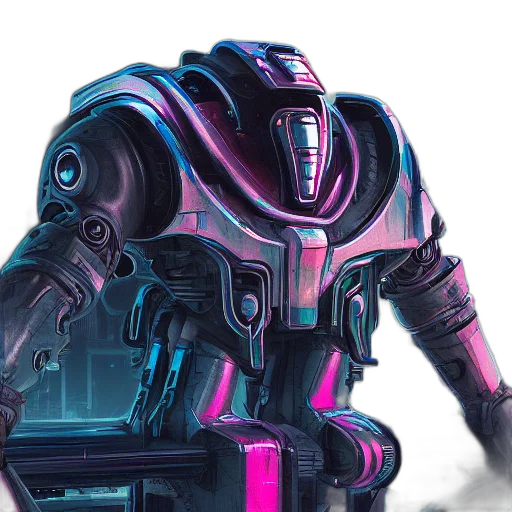 robot, cyberpunk, concept art, vaporwave transparent PNG cut-out