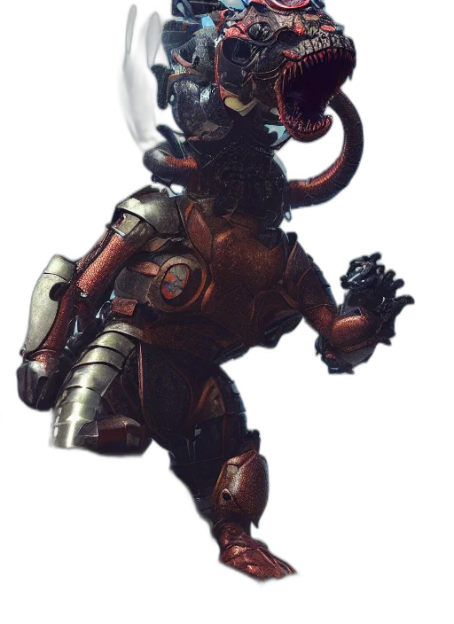 robot, creature, dragon, staff transparent PNG cut-out