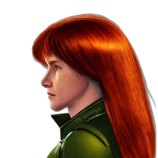 hair, face, jacket, staff transparent PNG cut-out