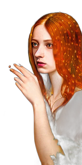 hair, face, jewelry, dress transparent PNG cut-out