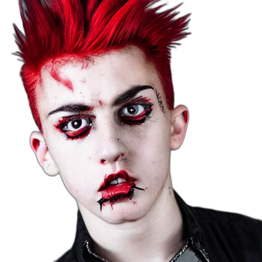 face, creature, jacket, photorealistic transparent PNG cut-out