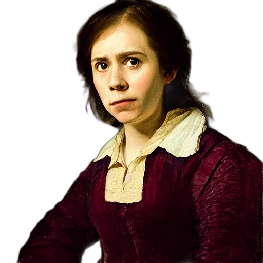 face, dress, staff, photorealistic transparent PNG cut-out