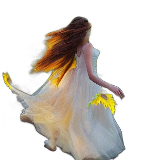 dress, hair, creature, flower transparent PNG cut-out