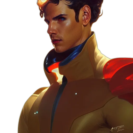 jacket, face, comic book art, concept art transparent PNG cut-out