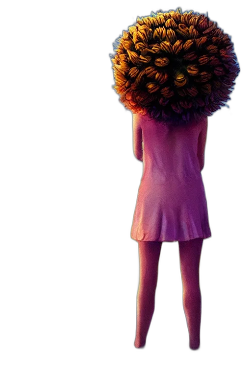 dress, hair, flower, staff transparent PNG cut-out