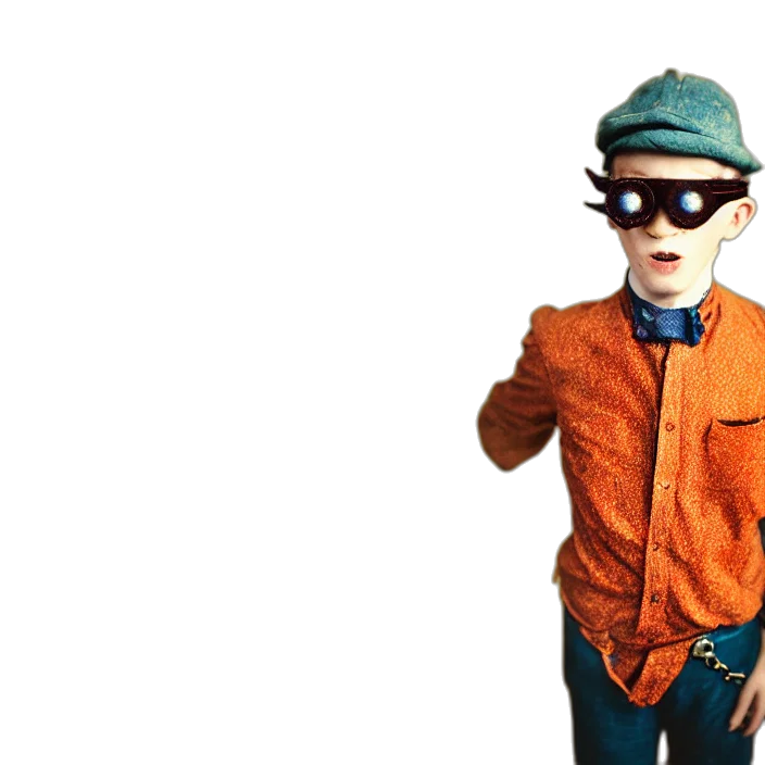 jacket, robot, hat, staff transparent PNG cut-out