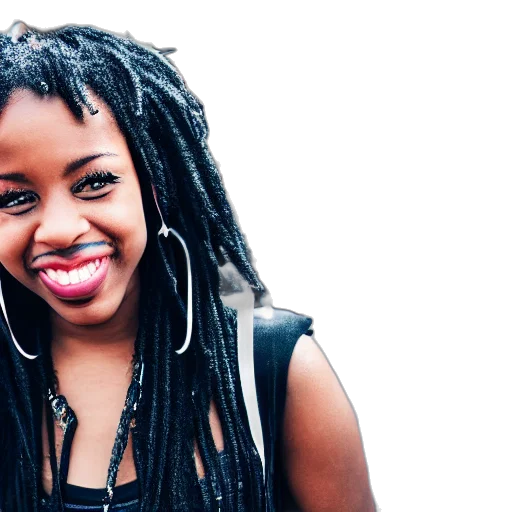 young, smiling, black, girl transparent PNG cut-out