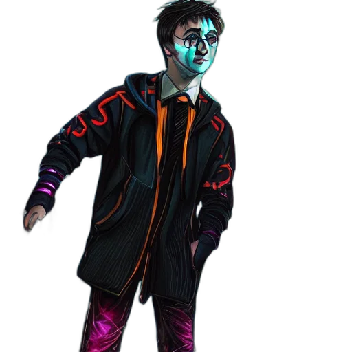 jacket, staff, cyberpunk, concept art transparent PNG cut-out