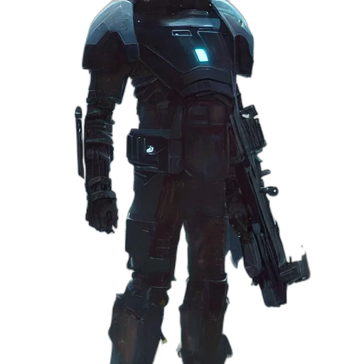 robot, weapon, staff, jacket transparent PNG cut-out