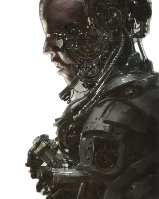 robot, face, mask, cyberpunk transparent PNG cut-out