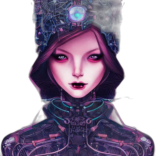 robot, crown, face, cyberpunk transparent PNG cut-out