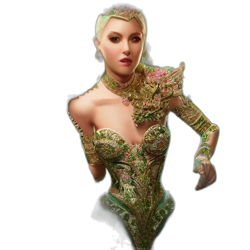 dress, dragon, jewelry, fantasy art transparent PNG cut-out