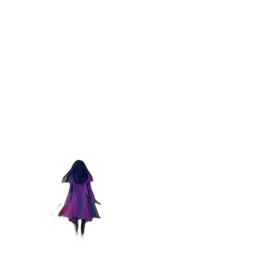 dress, creature, hair, staff transparent PNG cut-out
