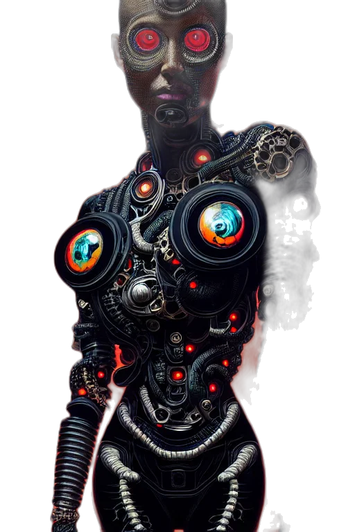 robot, dress, creature, staff transparent PNG cut-out