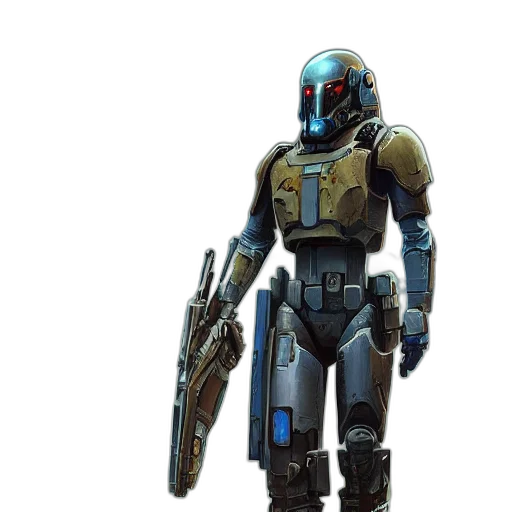 robot, weapon, concept art, 3d render transparent PNG cut-out