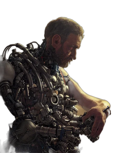 robot, weapon, cyberpunk, concept art transparent PNG cut-out