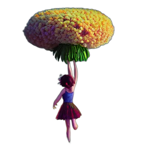 umbrella, hat, staff, flower transparent PNG cut-out