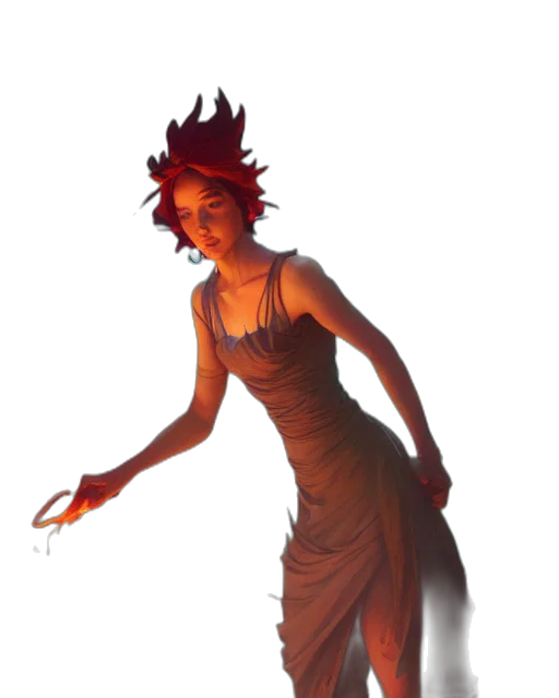 dress, staff, concept art, fantasy art transparent PNG cut-out