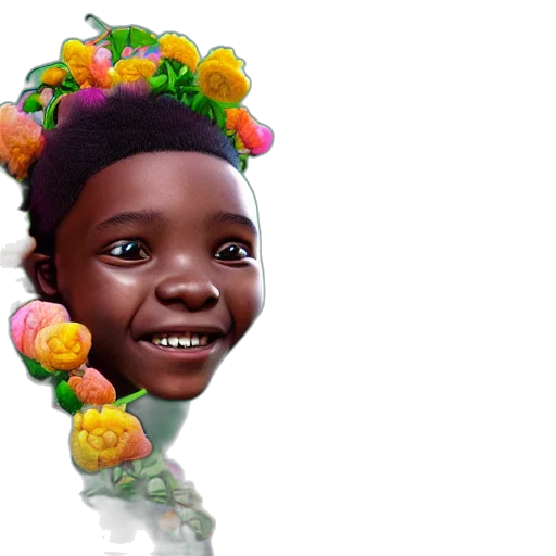 crown, face, flower, creature transparent PNG cut-out