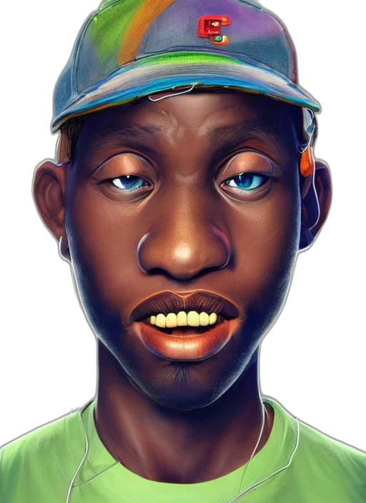 face, hat, staff, photorealistic transparent PNG cut-out