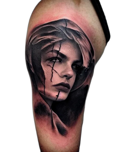 face, photorealistic, cyberpunk, fantasy art transparent PNG cut-out