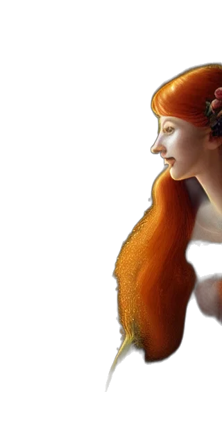 hair, dress, crown, fantasy art transparent PNG cut-out