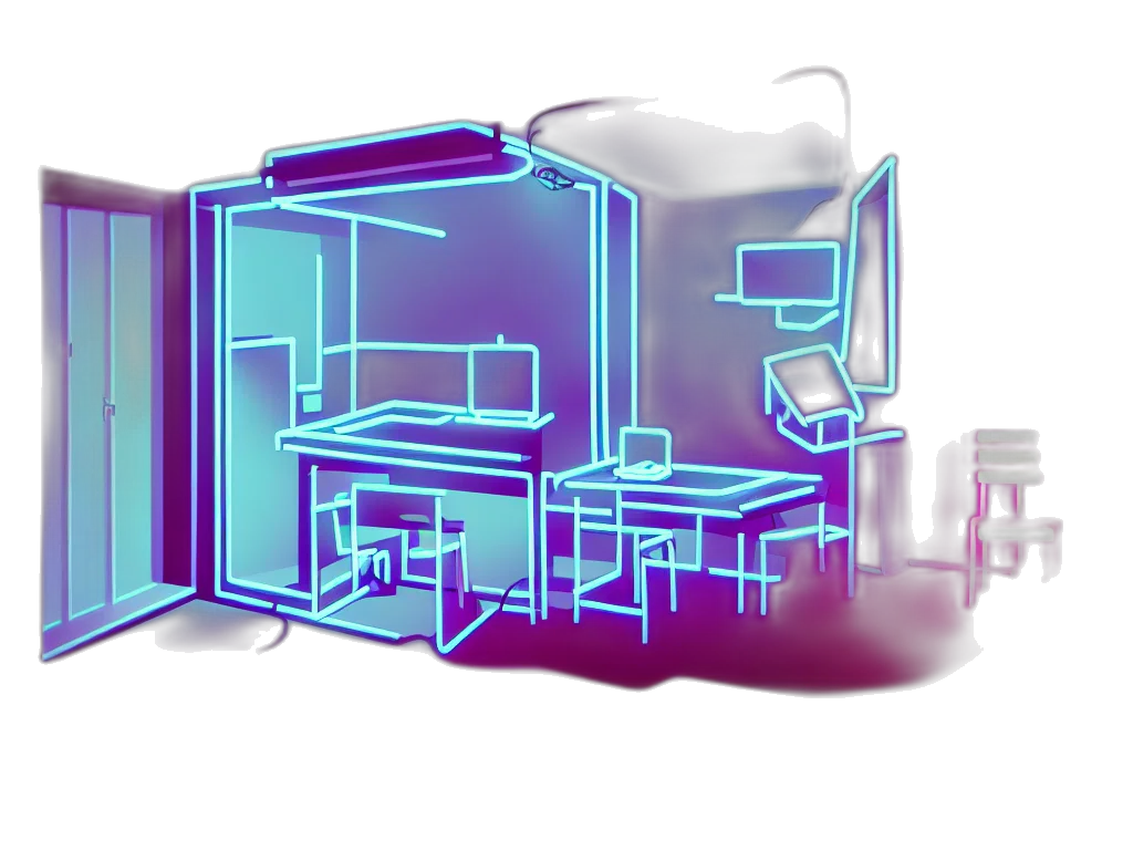 furniture, robot, building, 3d render transparent PNG cut-out