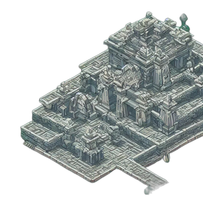 building, robot, 3d render, pixel art transparent PNG cut-out