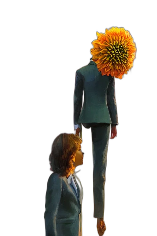 flower, crown, staff, robot transparent PNG cut-out
