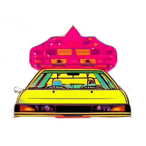 car, jacket, vaporwave, pixel art transparent PNG cut-out