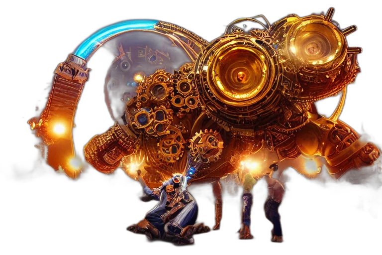 robot, weapon, dragon, staff transparent PNG cut-out