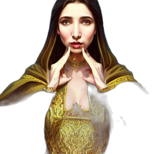 dress, jewelry, face, fantasy art transparent PNG cut-out