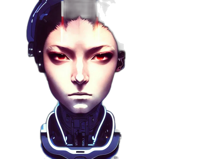 robot, face, mask, cyberpunk transparent PNG cut-out