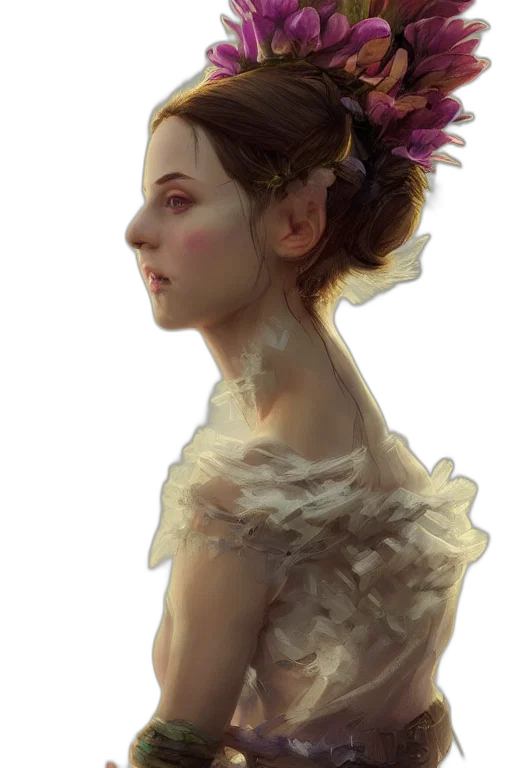 dress, crown, face, flower transparent PNG cut-out